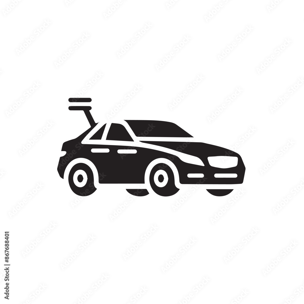 Car Silhouette Icon Isolated in White Background Car Silhouette Icon Isolated in White Background