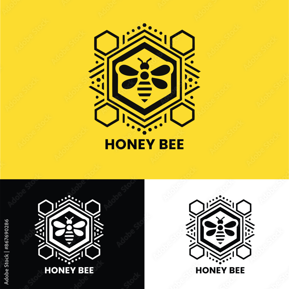 Elegant honey bee logo with geometric shapes ideal for eco-friendly and modern branding Elegant honey bee logo with geometric shapes ideal for eco-friendly and modern branding