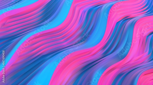 A playful and colorful abstract design with flowing waves in blue and pink hues perfect as a bold wallpaper or background