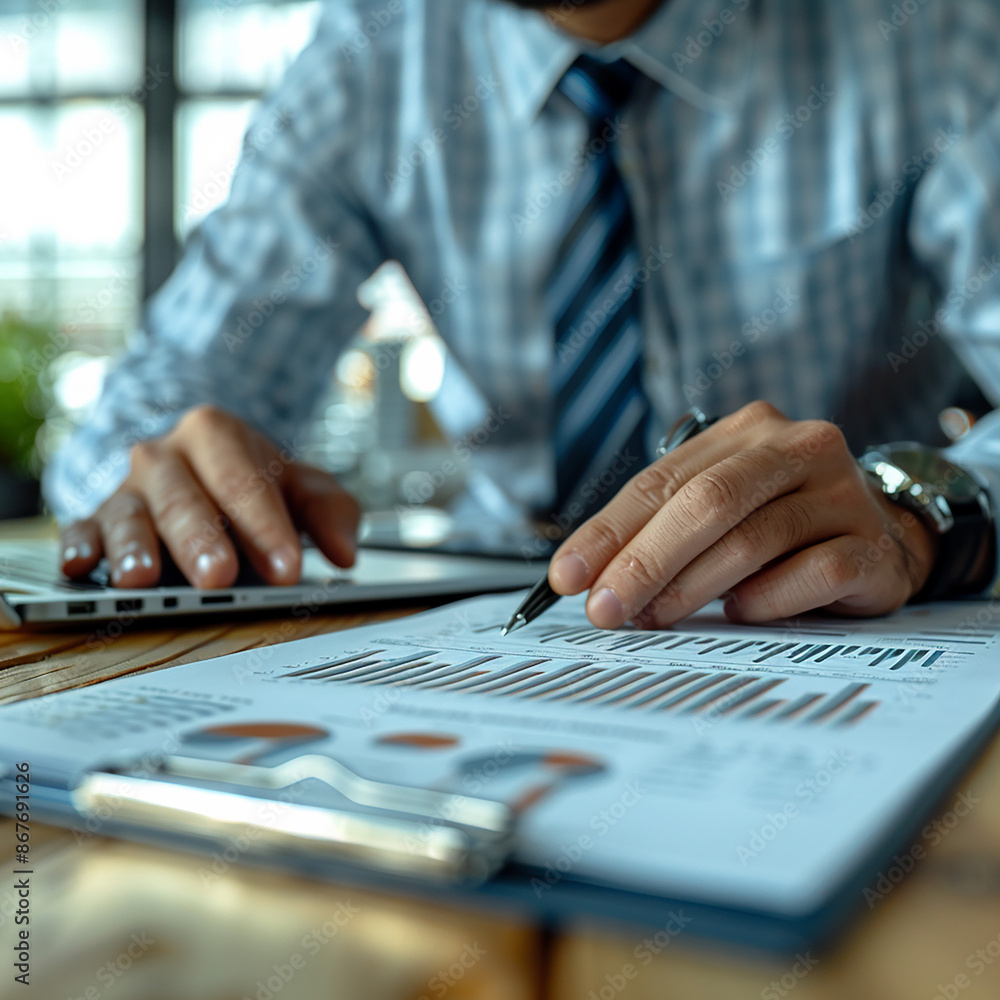 accountant working on desk using calculator, generative ai accountant working on desk using calculator, generative ai