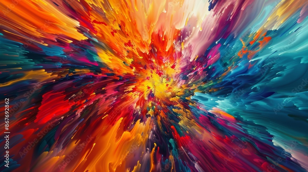 Abstract Colorful Explosion of Paint Splashes, Vibrant Swirls and Hues Creating Dynamic Visual Art Abstract Colorful Explosion of Paint Splashes, Vibrant Swirls and Hues Creating Dynamic Visual Art
