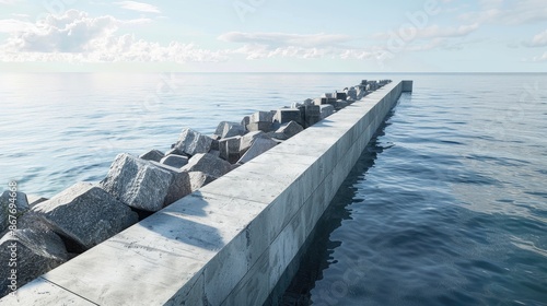 Concrete block breakwater for protective purposes