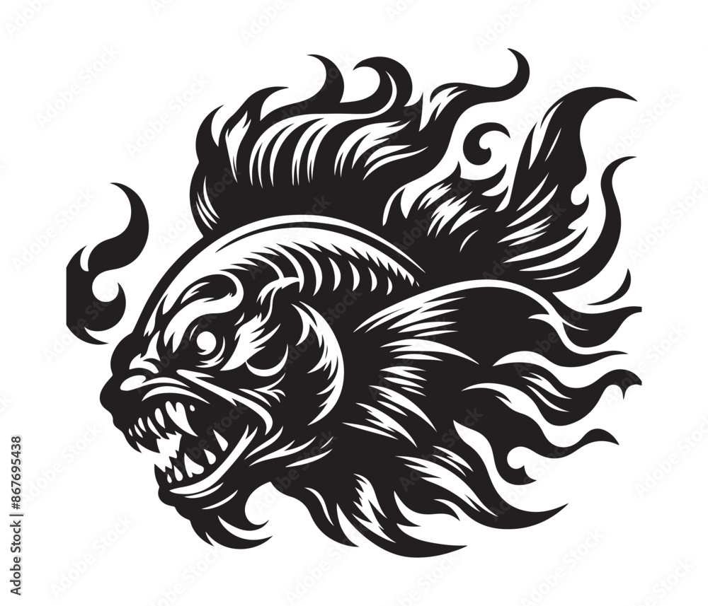 Naklejka premium fierce fishing vector silhouette vector style graphic resources white background