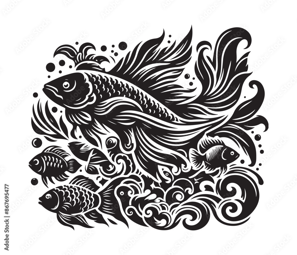 fierce fishing vector silhouette vector style graphic resources white background fierce fishing vector silhouette vector style graphic resources white background