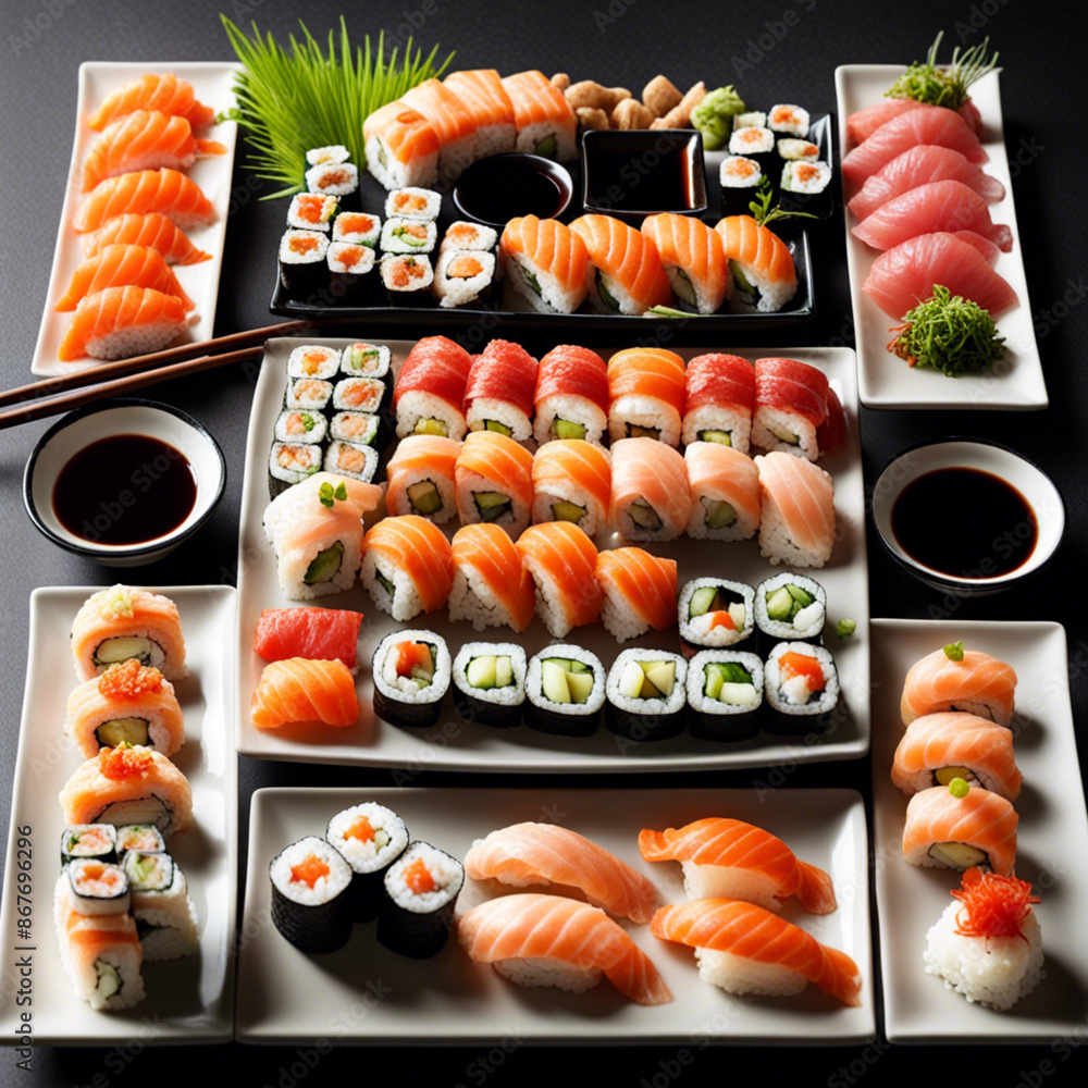 set of sushi. Generative AI. set of sushi. Generative AI.
