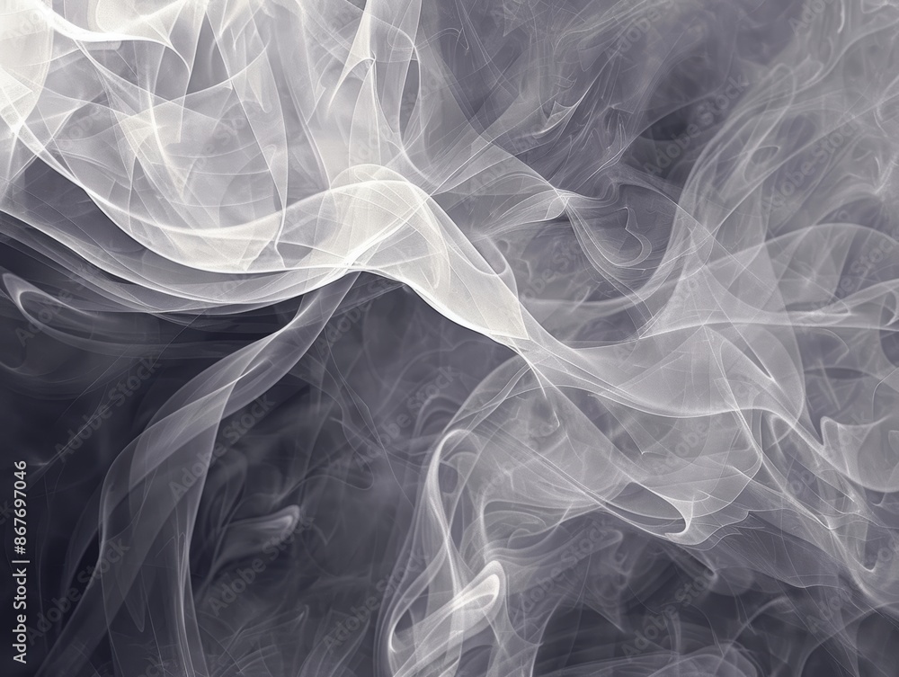Obraz premium Abstract White Smoke Swirls on a Dark Background