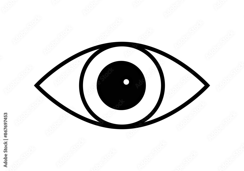 Icono negro de ojo en fondo blanco Icono negro de ojo en fondo blanco