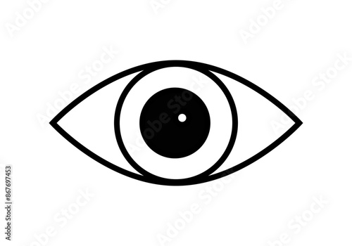 Icono negro de ojo en fondo blanco