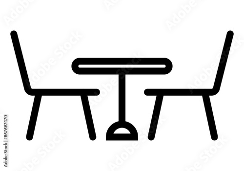Icono negro de mesa y silla