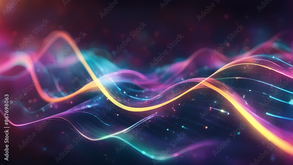 Fototapeta premium A colorful wave with a lot of sparkles and dots