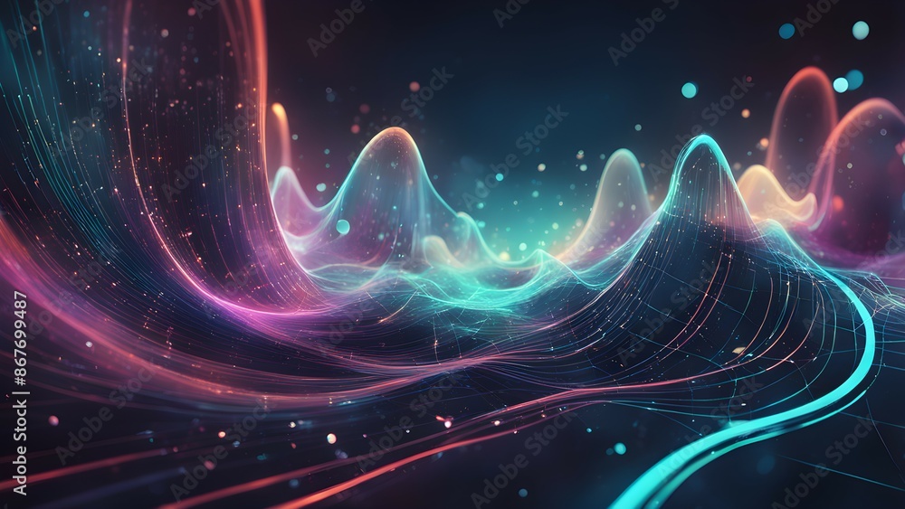A colorful wave of light is shown in the image A colorful wave of light is shown in the image