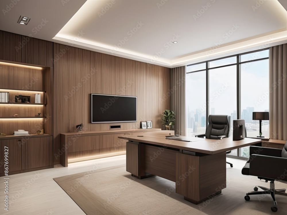 Modern office interior with furniture background Modern office interior with furniture background