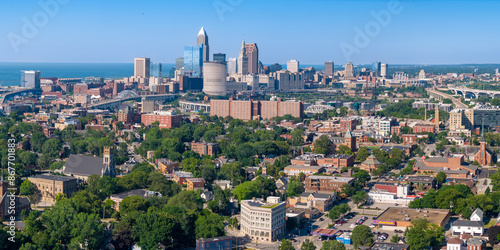 Cleveland aerial skyline of the forest city from a south viewpoint