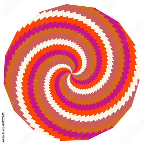 An abstract retro psychedelic spiral shape design element.