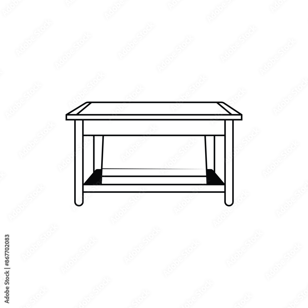 Table line art on a white background Table line art on a white background