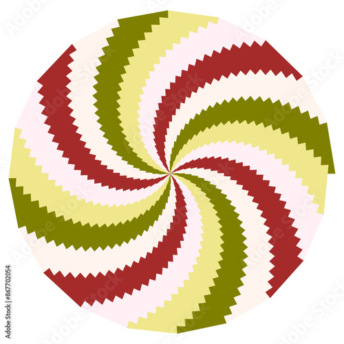 An abstract retro psychedelic spiral shape design element.