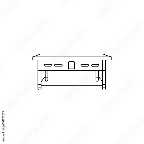 Table line art  on a white background,Charming minimalist line art of a classic wooden nightstand with a single drawer, perfect for bedroom decor inspiration and interior design projects