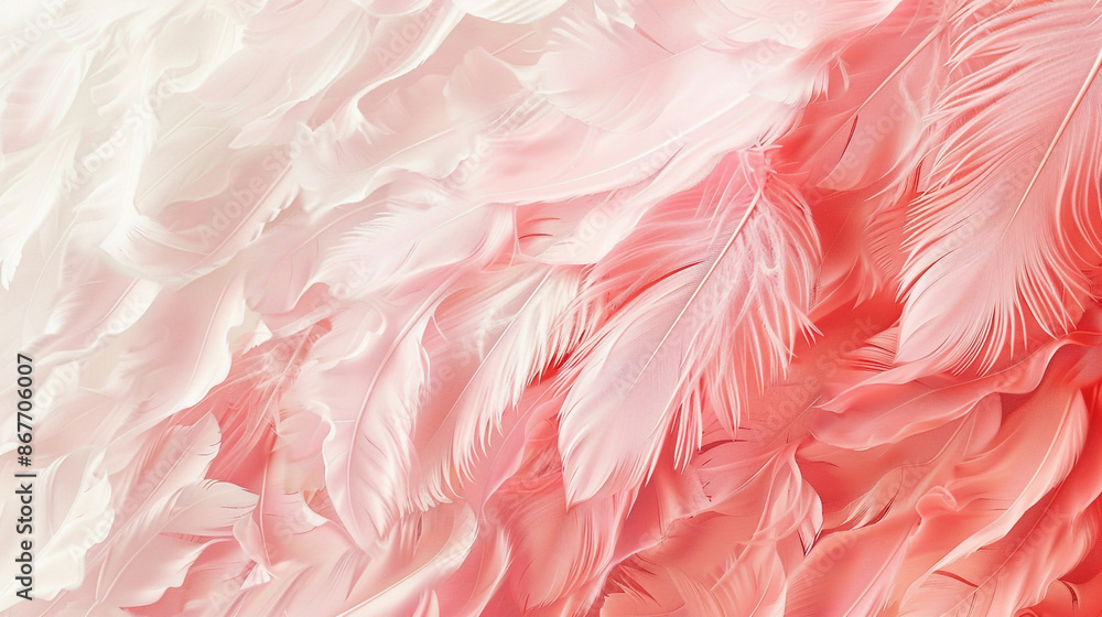 Pink and white gradient feather background pattern, symbolizing elegance and softness Pink and white gradient feather background pattern, symbolizing elegance and softness