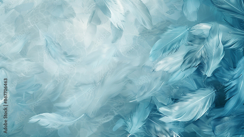 Obraz premium Blue and white gradient feather background pattern, symbolizing elegance and softness