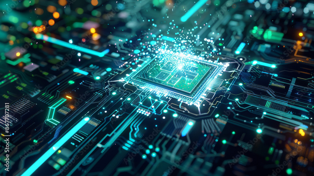 quantum computing background featuring a glowing quantum chips quantum computing background featuring a glowing quantum chips