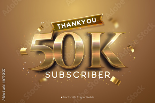 50K subscribers vector text effect banner