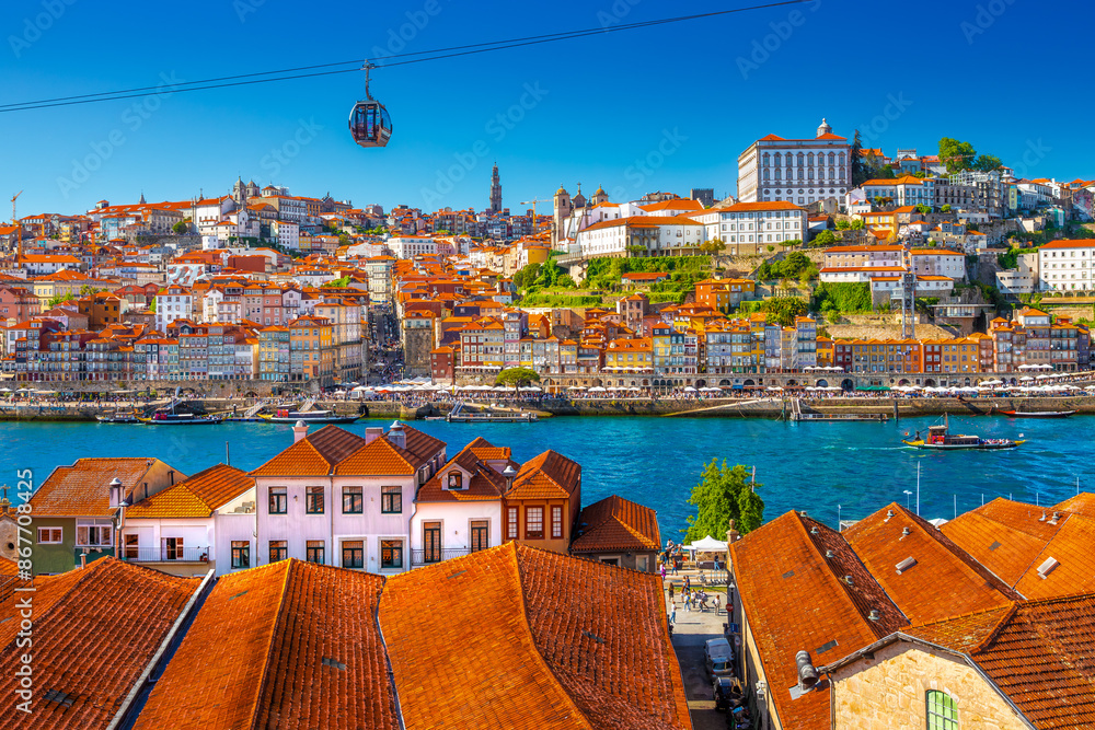 Beautiful view of the city of Porto on a beautiful summer day. Porto, Portugal