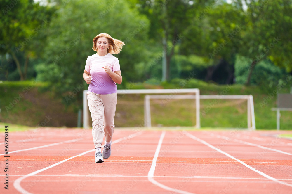 Elderly woman exercising. Fit senior lady running. Elderly woman exercising. Fit senior lady running.