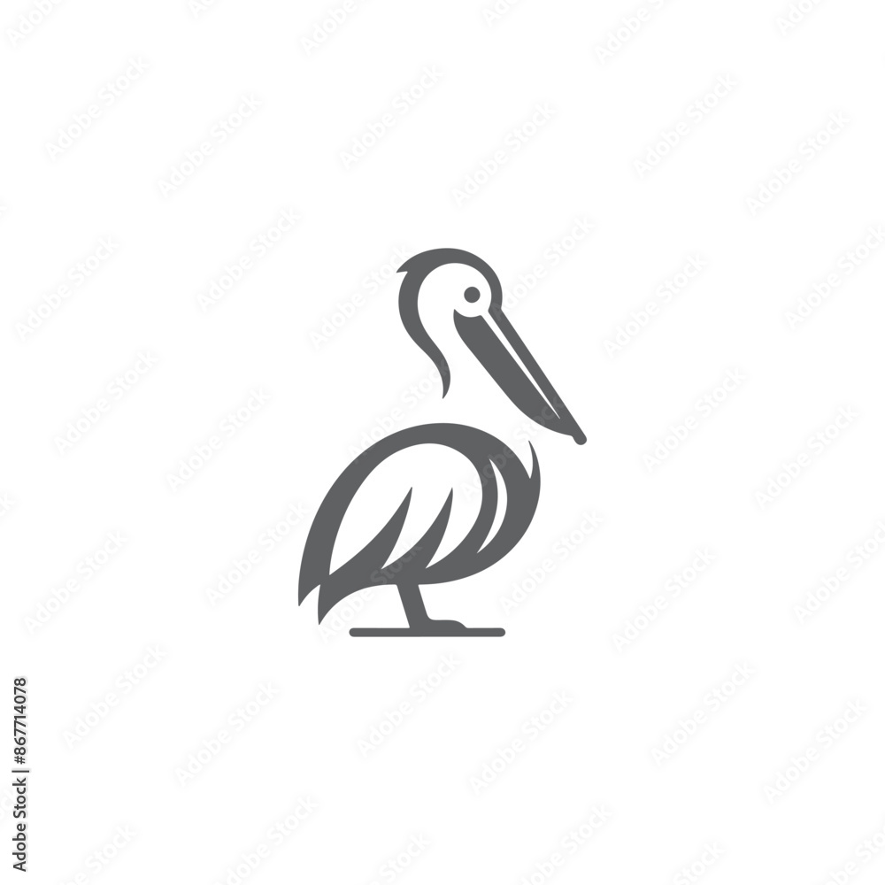 Obraz premium simple eye catching minimalist pelican bird, pelican vector bird