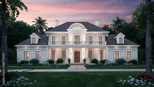 Design mockup in white and color of a modern luxury house
