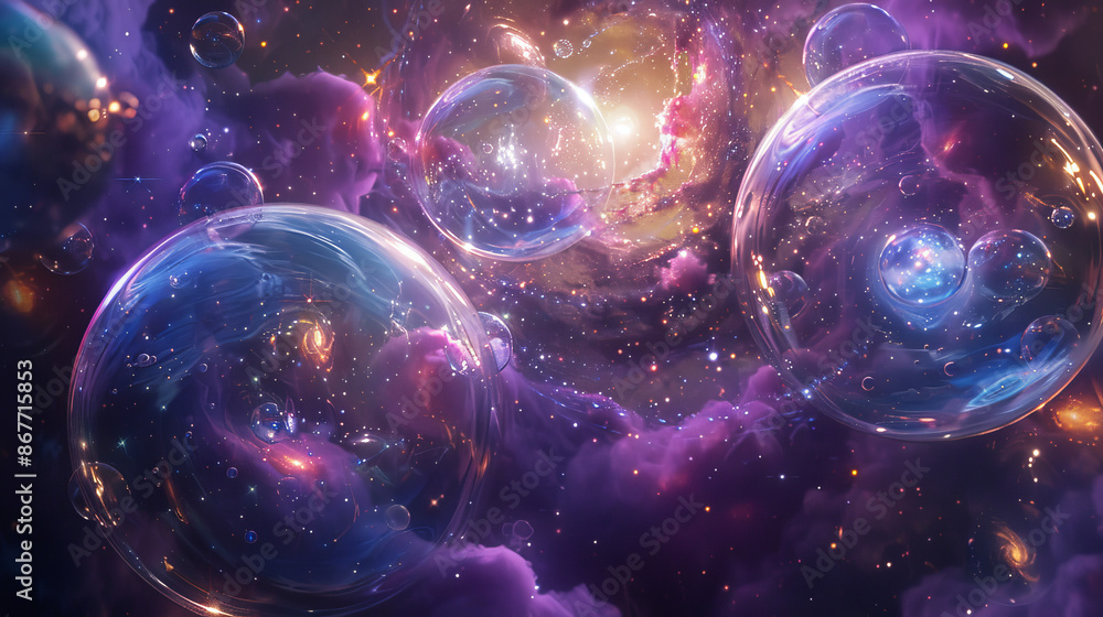 Lots of bubbles and stars, planets in each bubble Lots of bubbles and stars, planets in each bubble