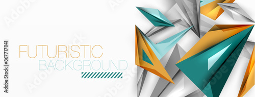 Minimal geometric abstract background. Low poly dynamic triangle design. Trendy techno business template for wallpaper, banner, background or landing