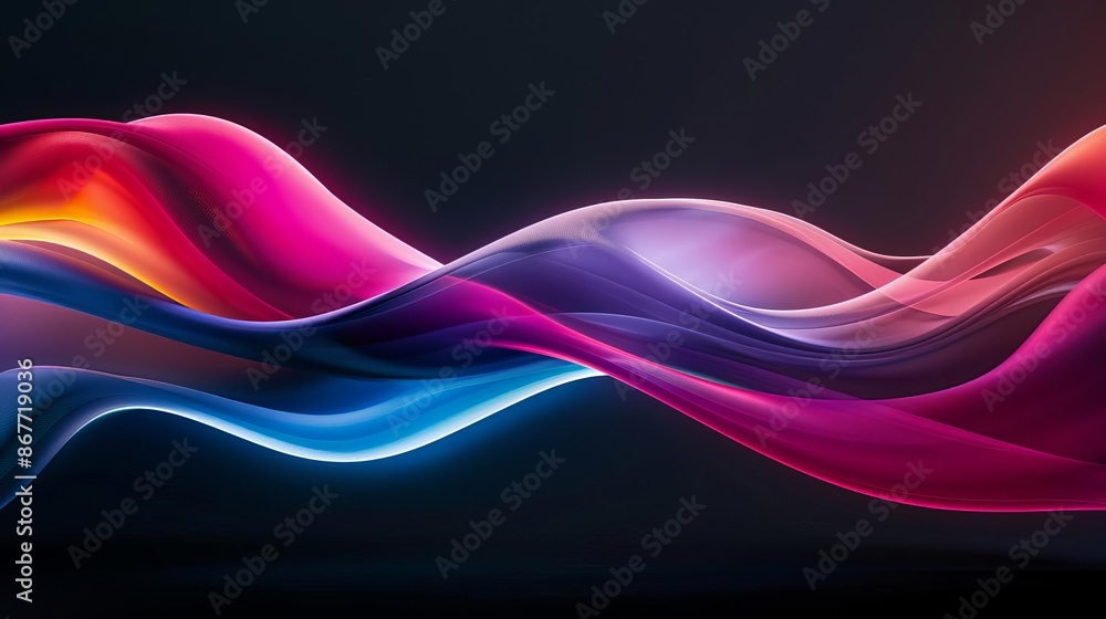 Abstract colorful waves on dark background. Abstract colorful waves on dark background.