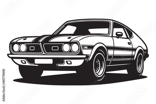 Classic vintage sports car silhouette vector illustration isolated on a white background © Md Hasan
