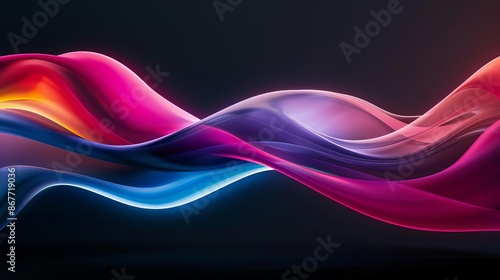 Abstract colorful waves on dark background.