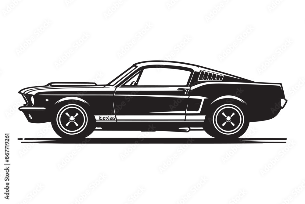 Fototapeta premium Classic vintage sports car silhouette vector illustration isolated on a white background