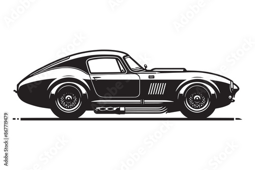 Classic vintage sports car silhouette vector illustration isolated on a white background