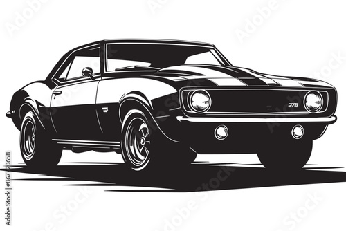 Classic vintage sports car silhouette vector illustration isolated on a white background