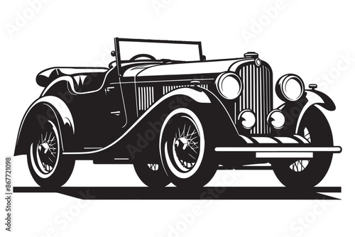Classic vintage car silhouette vector illustration isolated on a white background