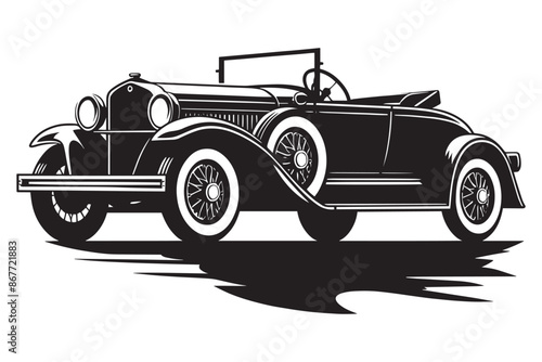 Classic vintage car silhouette vector illustration isolated on a white background