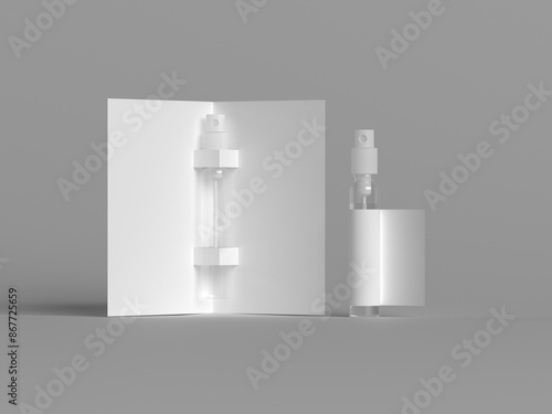 3d render Perfume sample on card mockup  photo