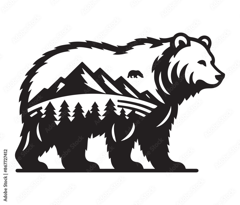 Fototapeta premium bear vector art graphic resources silhourtte vector style, white background