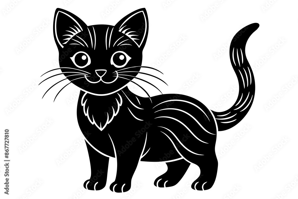 Obraz premium a cute cat silhouette vector illustration