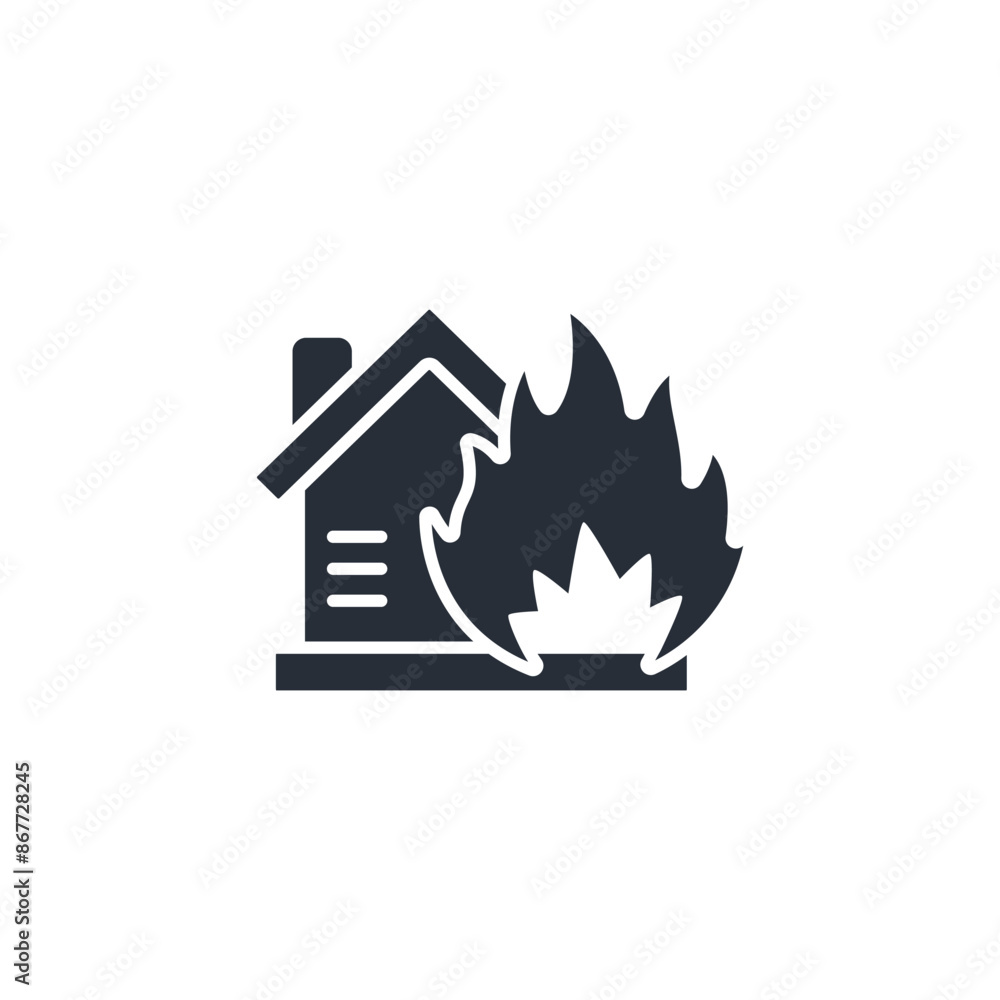 house fire icon. vector.Editable stroke.linear style sign for use web design,logo.Symbol illustration. house fire icon. vector.Editable stroke.linear style sign for use web design,logo.Symbol illustration.