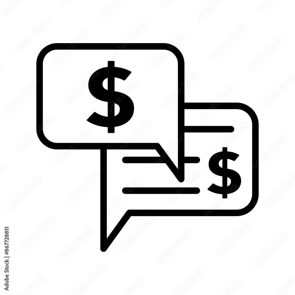 Business Money Chat Icon Set Financial Communication Illustrations for Business and Finance Business Money Chat Icon Set Financial Communication Illustrations for Business and Finance