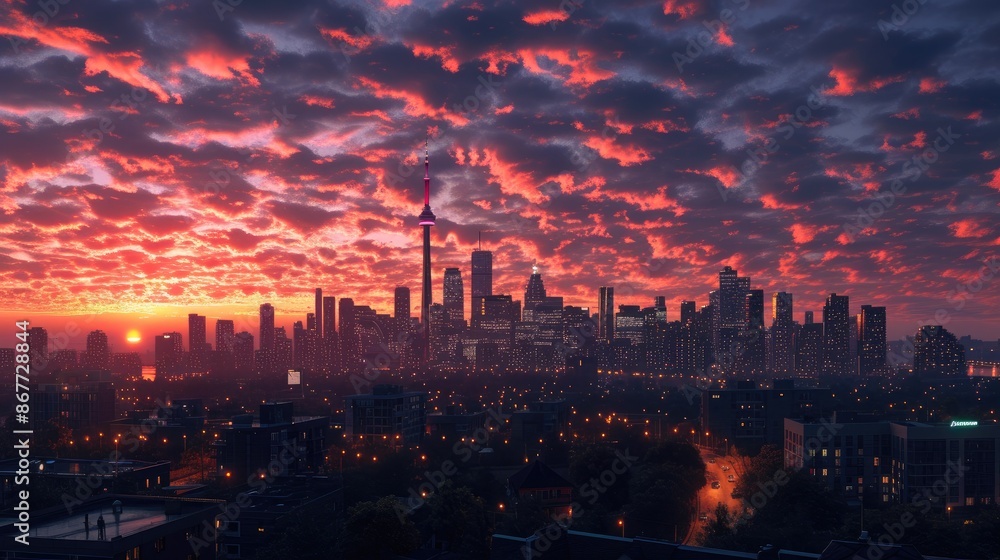 Fototapeta premium Toronto Cityscape Glowing at Midnight