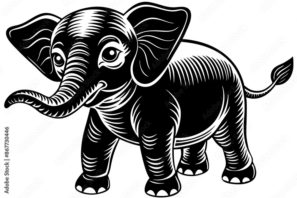 Fototapeta premium baby-elephant silhouette vector illustration