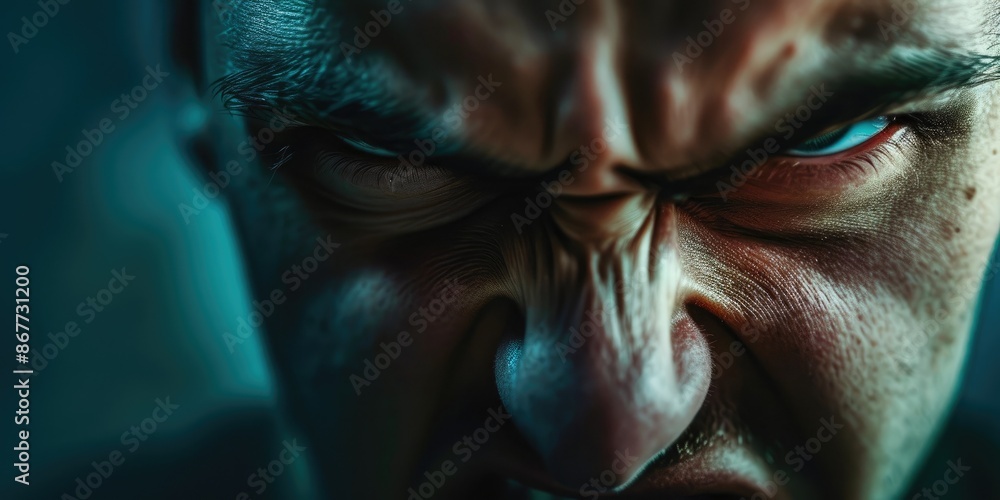 Capturing Anger: Close-up of a Person's Contorted Face Capturing Anger: Close-up of a Person's Contorted Face