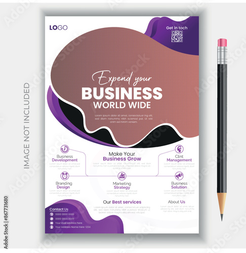 Business flyer pad design, letterhead design.Uniquely shaped, colorful, vector abstract creative flyer design set in a4 size.