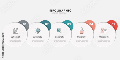Timeline Creator infographic template. 5 Step timeline journey, calendar Flat simple infographics design template. presentation graph. Business concept with 5 options, gantt vector illustration.