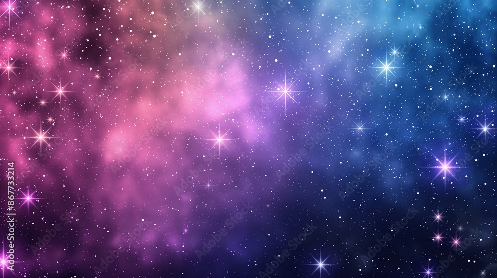 Fototapeta premium A vibrant New Year Zoom background featuring a starry sky in shades of violet, pink, and blue, with twinkling stars that give a celebratory feel to any virtual gathering.